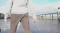 Teenagers walking with their parents along waterfront, happy childhood, slow-mo HD Footage