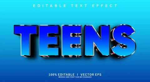 Teens 3d vector text effect with modern style design Stock Illustration