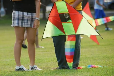 Teens and kite Foto stock