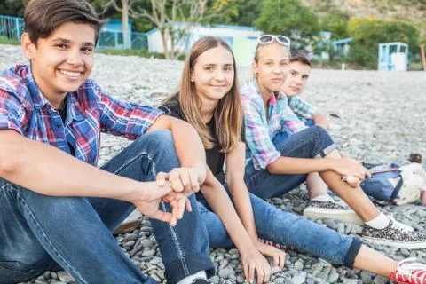 Teens on beach Stock Photos