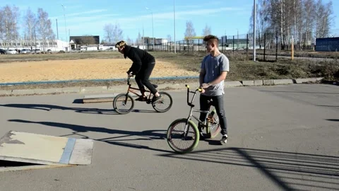 Teens on BMX bikes Stock Footage 131061541
