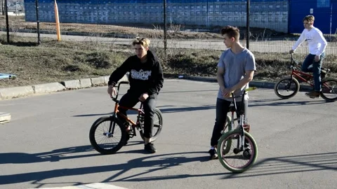 Teens on BMX bikes Stock Footage 131062265