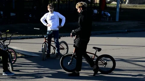 Teens on BMX bikes Stock Footage 131065510