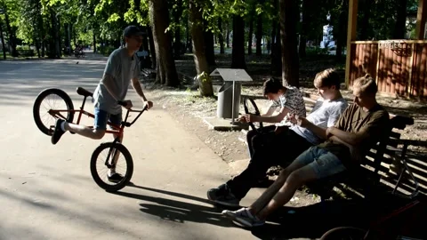 Teens on BMX bikes Stock Footage 133466508