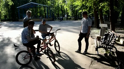 Teens on BMX bikes Stock Footage 133468024