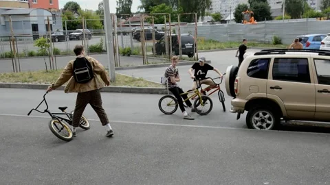 Teens on BMX bikes Stock Footage 134432792