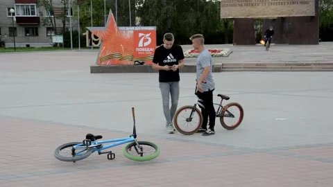 Teens on BMX bikes Stock Footage 280247372