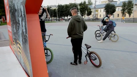 Teens on BMX bikes Stock Footage 280250880
