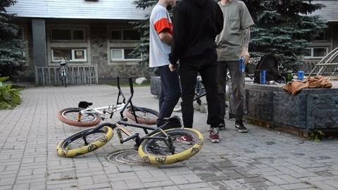 Teens on BMX bikes Stock Footage 280265948