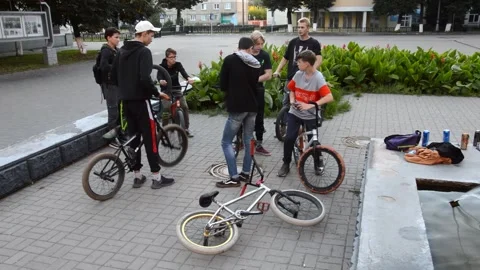Teens on BMX bikes Stock Footage 280270505