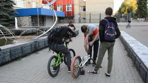 Teens on BMX bikes Stock Footage 280270982