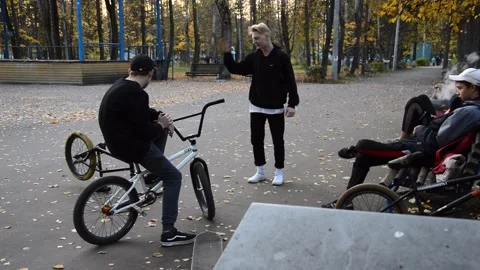 Teens on BMX bikes Stock Footage 280302426