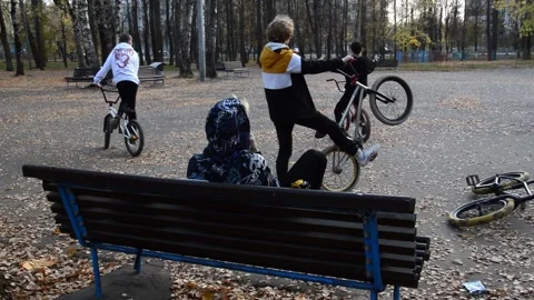 Teens on BMX bikes Stock Footage 280334021