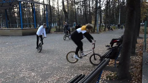 Teens on BMX bikes Stock Footage 280334493