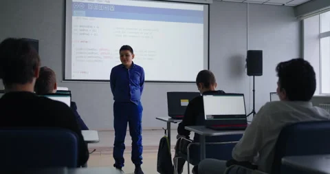 Teens Boys In Programming Courses, Optional Classes In School For Smart Kids Stock Footage 280173779