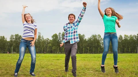 Teens dancing in a meadow Stock Footage 37098812