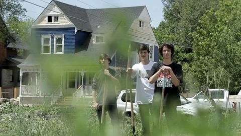 Teens in Garden Stock Footage 100074855
