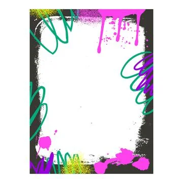 Teens grunge background frame. Border graffiti template with airbrush lines a Stock Illustration