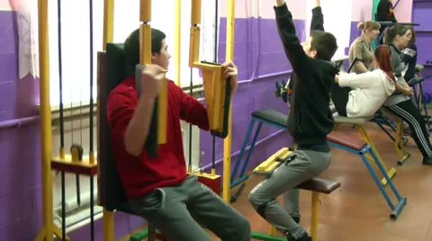 Teens at Gym 1 Stock Footage 36054589