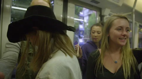 Teens on max train Stock Footage 54098923