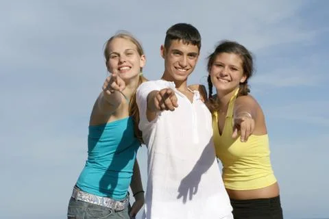 Teens pointing Stock Photos