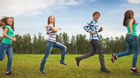 Teens running (looped) Stock Footage 37098833