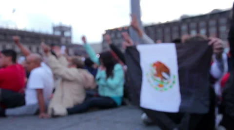 Teens shout slogans in a march protest for the students disappeared in Guerrero. Stock Footage 44322277