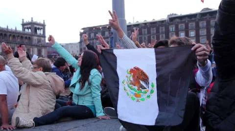 Teens shout slogans in a march protest for the students disappeared in Guerrero. Stock Footage 44323064
