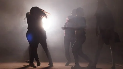 Teens taking part in dancing battle outside. Stock Footage 108275326