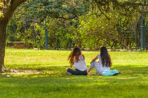 Teens Talking at Park Stock-Fotos