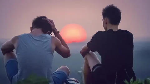 Teens Talking in Sunset in the Background Stock Footage 48349516