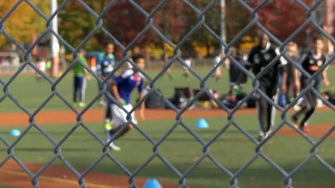Teens trainig soccer field Stock Footage 69814691