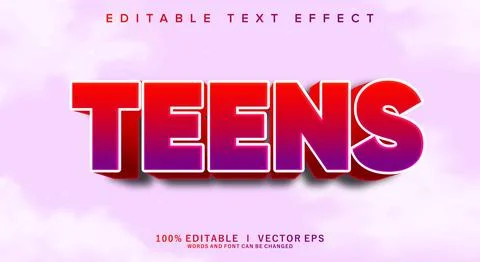 Teens vector text effect with modern style design Stock Illustration