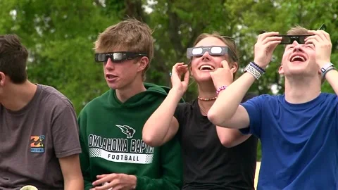 Teens Watching the Solar Eclipse Stock Footage 271365010