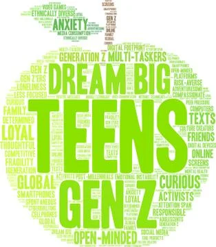Teens Word Cloud 스톡 일러스트