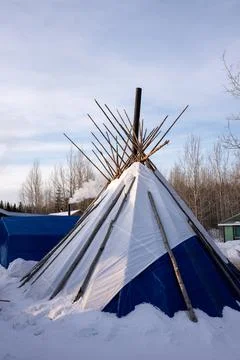 Teepee and Sunrise Foto stock