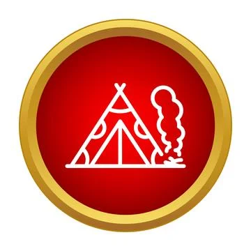 Teepee with campfire icon representing outdoor adventure Stock Illustration