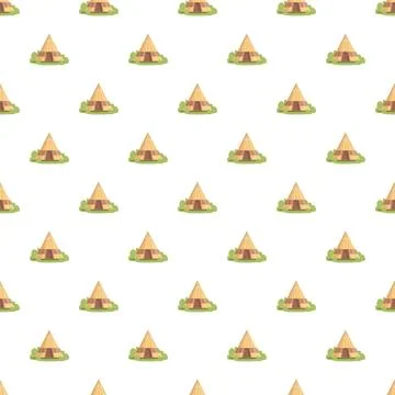 Teepee camping seamless pattern on white background Stock Illustration