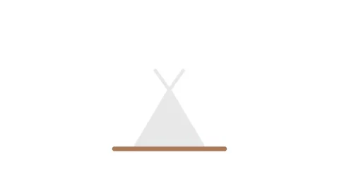 Teepee icon displayed on a solid black background, symbolizing a tent or Na.. Stock Footage 332905037