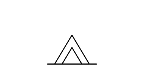 Teepee icon displayed on a solid black background, symbolizing a tent or Na.. Stock Footage 332913344
