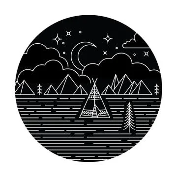 Teepee Monoline Design Illustrazione stock