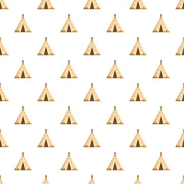 Teepee pattern creating seamless tribal camping background Stock Illustration