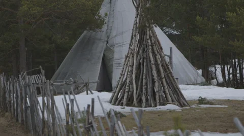 TeePee in the snow Stock Footage 37792962