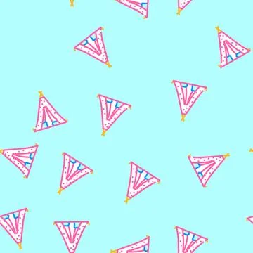 Teepee tent kid bedroom vector seamless pattern Stock Illustration