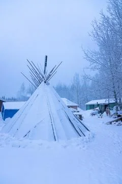 Teepee in Winter Foto stock