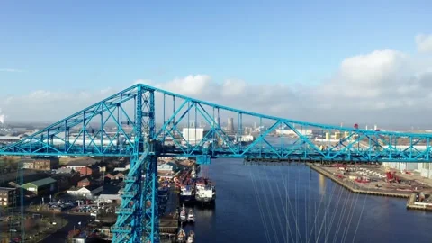 Tees Transporter Bridge, Middlesbrough, Pa of Left Side. Video stock 132122282