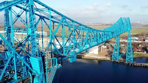 Tees Transporter Bridge, Middlesbrough, Scenery Reveal Video stock 132122629