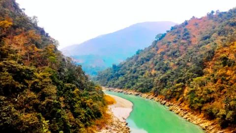 Teesta river flows bitween two mountain, siliguri tourism, Sevoke siliguri 写真素材