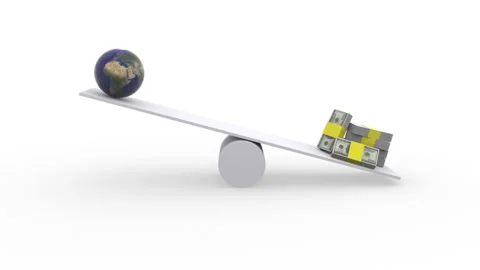 Teeter Balance Of Wealth And Earth Resource Stock Footage 252001072