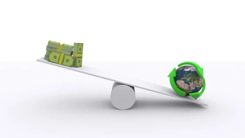 Teeter Concept Of Profit Versus Recycling Stock Footage 252077536